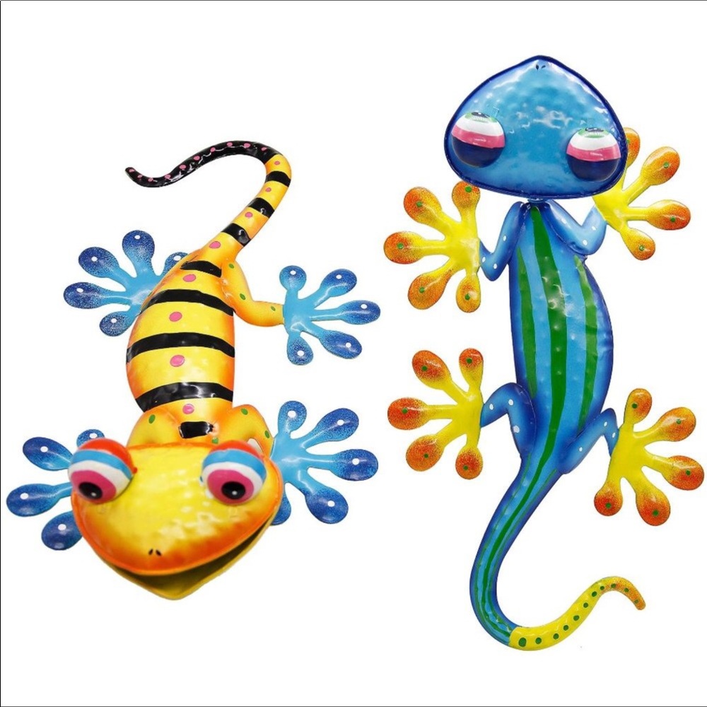Metal Gecko Wall Decor 2Pcs